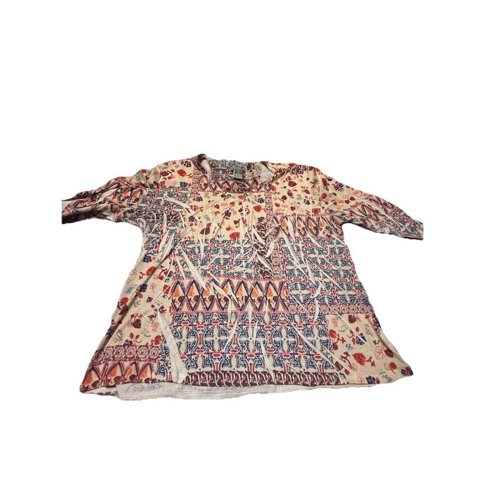 Jake Ashley casual lifestyle boho floral print long sleeve top